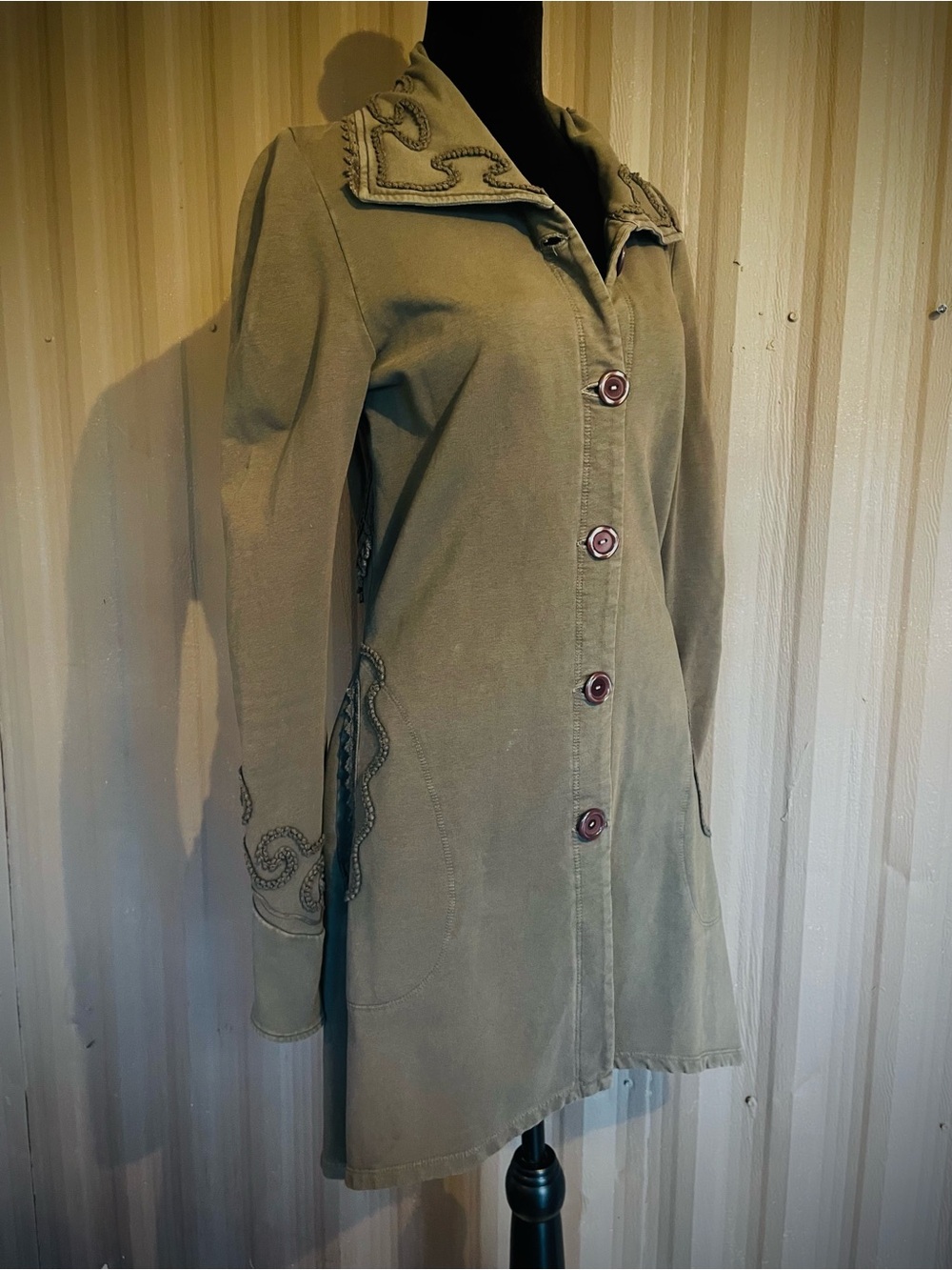 Gretty Zueger Embroidered Longline Jacket Bohemian Western Button Cotton Peru S - Picture 3 of 15